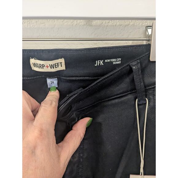 WARP + WEFT NWT Women's Plus Sized 14 Navy High JFK NYC Skinny Coated Denim $98 - Picture 6 of 10